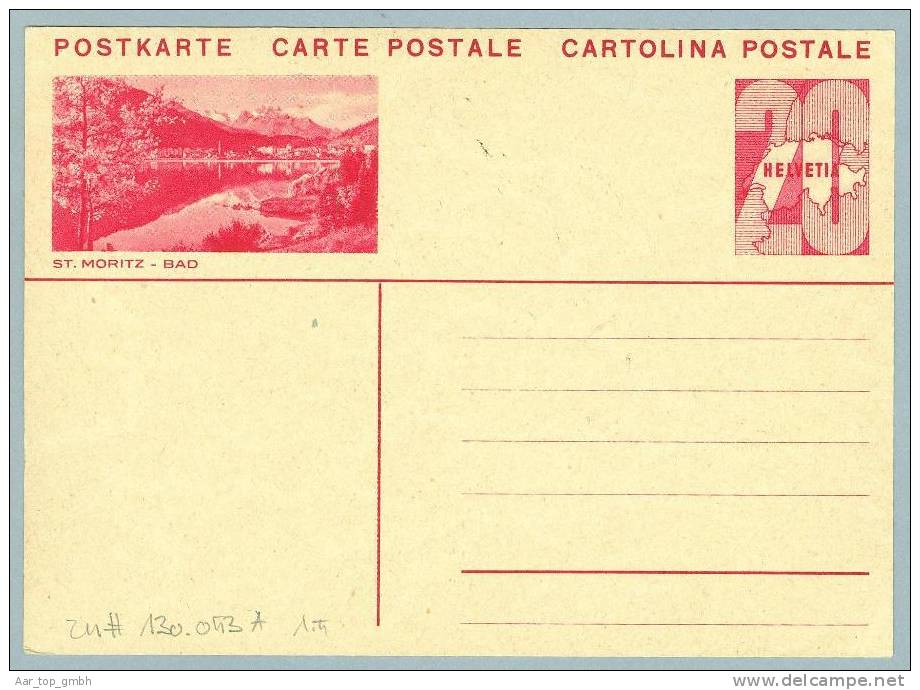 Schweiz Bildpostkarte 20Rp. Zu#141.053A Ungebraucht ST.MORITZ-BAD - Entiers Postaux