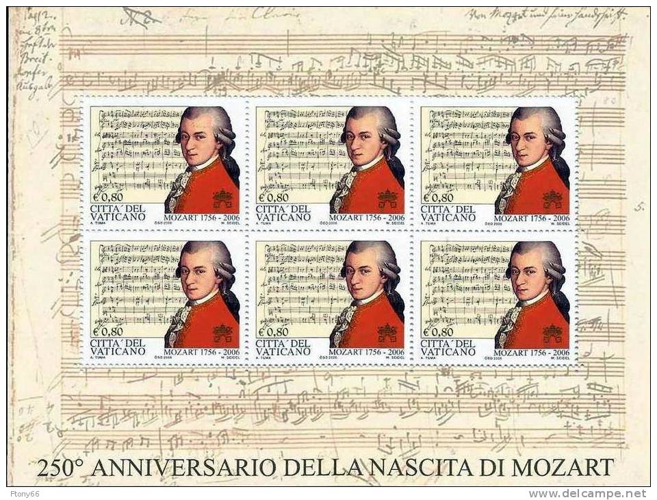 RP 2006 Vaticano  Foglietto / Mini Sheet  250º Anniversario Della Nascita Di W. A. Mozart - Nuovo MNH** - Blocchi E Foglietti