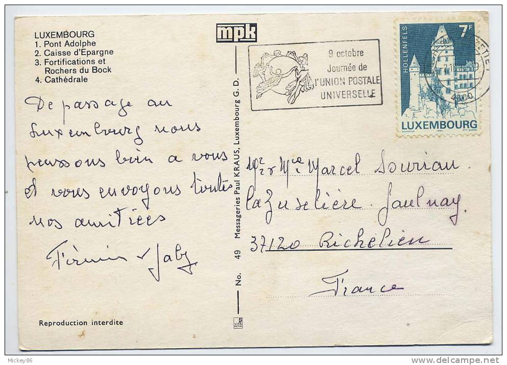 1984--tp  "Hollenfels"  Seul Sur Carte Postale--belle Flamme  "9 Octobre--Journée De L'UNION POSTALE UNIVERSELLE" - Storia Postale