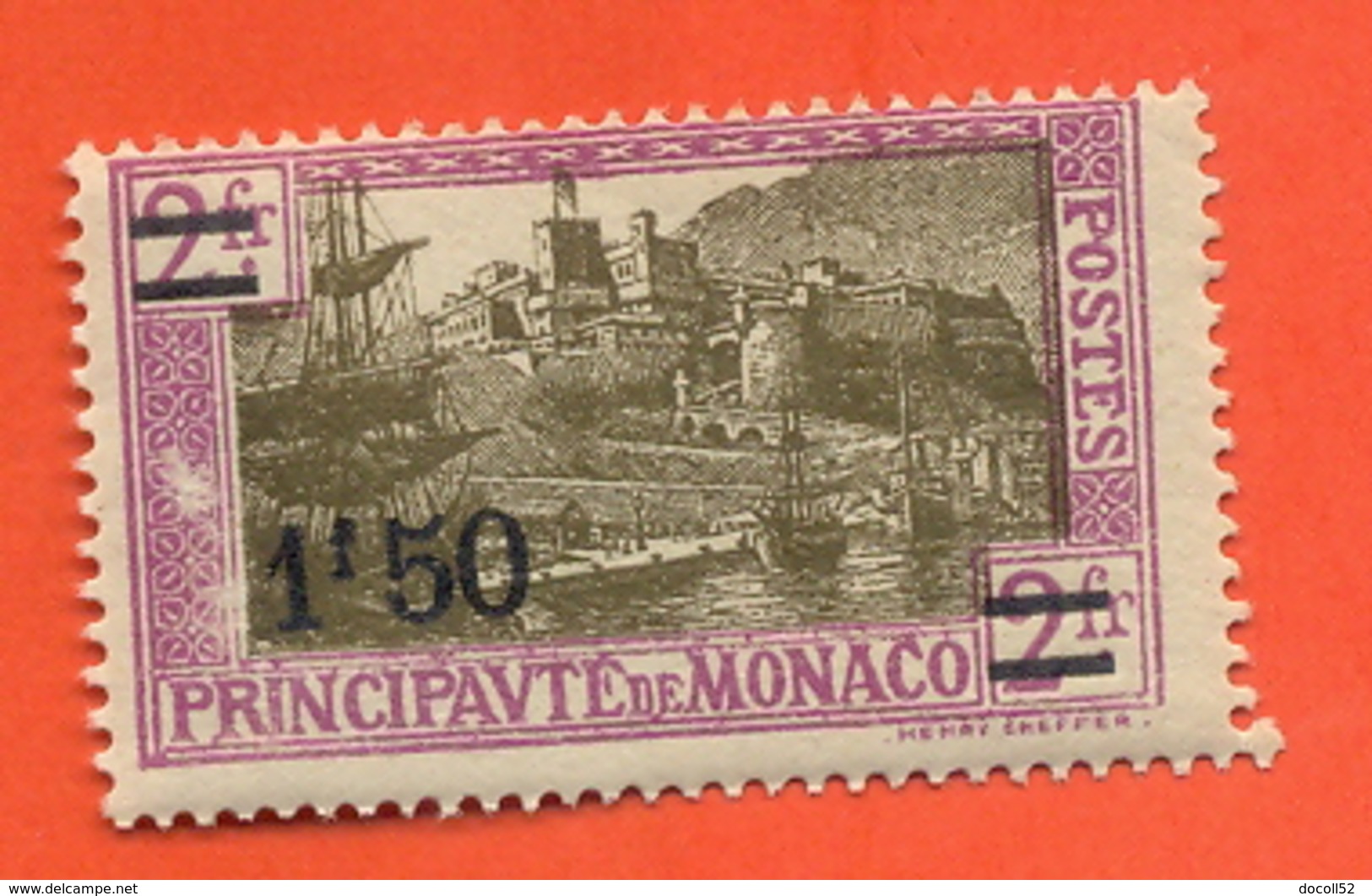 Monaco  "  Timbre 1,50 Fr  Sur 2frs Lilas Rose  " N° 110 - Other & Unclassified