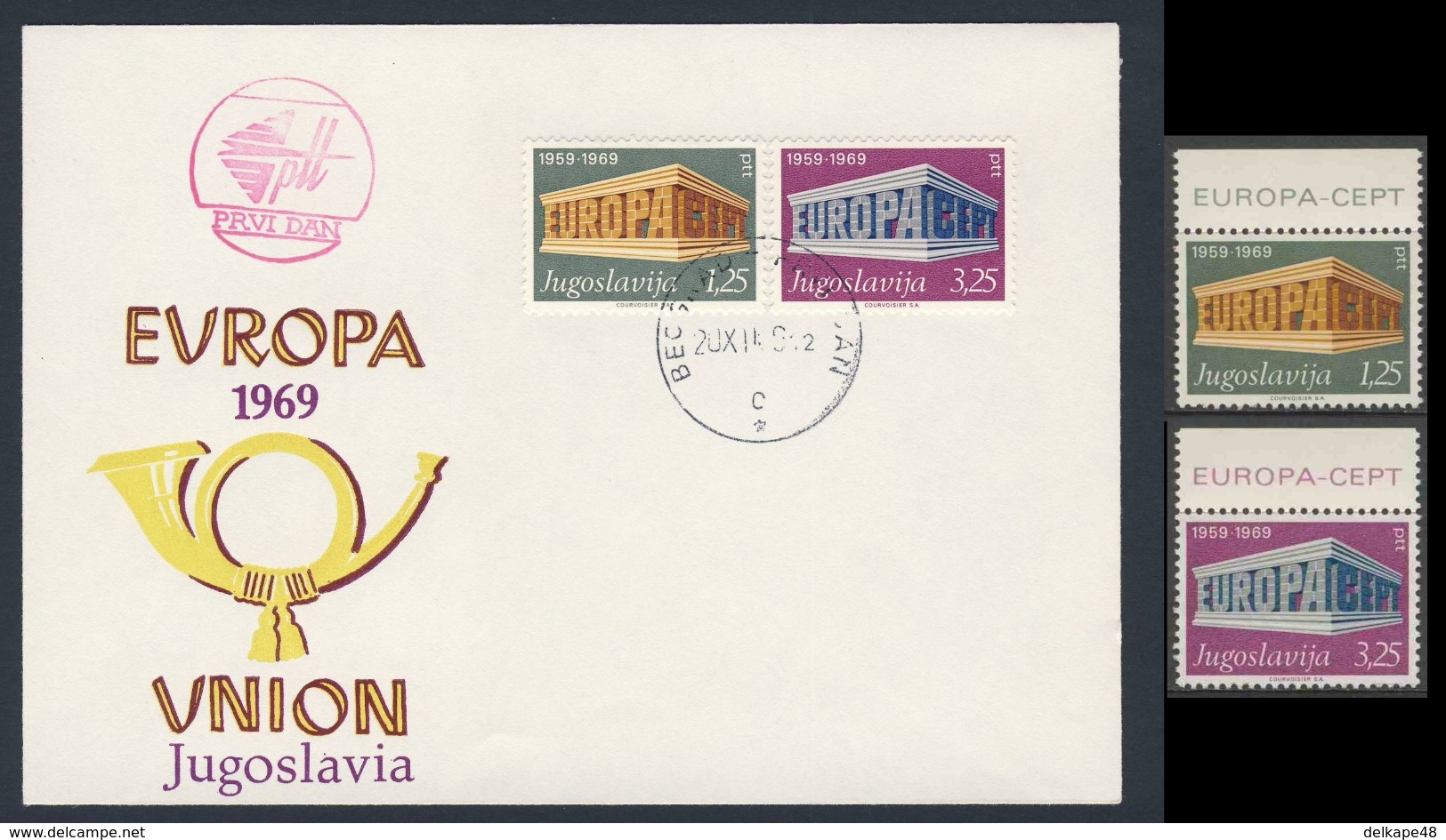 Jugoslavija Yugoslavia 1969 Mi 1361 /2 YT 1252 /3 FDC + Stamps ** &bdquo;EUROPA&ldquo; Und &bdquo;CEPT&ldquo; In The For - Neufs