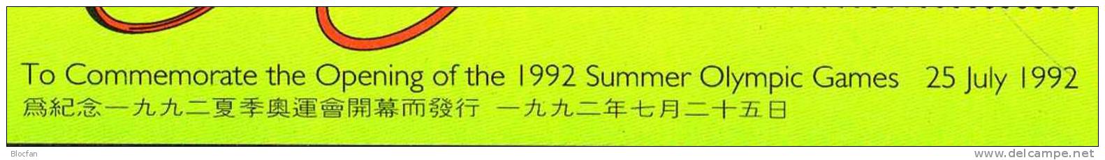 Olympiade Barcelona 1992 Hongkong Block 21 Plus 23 ** 20€ Speerwurf Lauf Hochsprung Swim Bloc Olympic Sheet Of HONG KONG - Blocks & Sheetlets