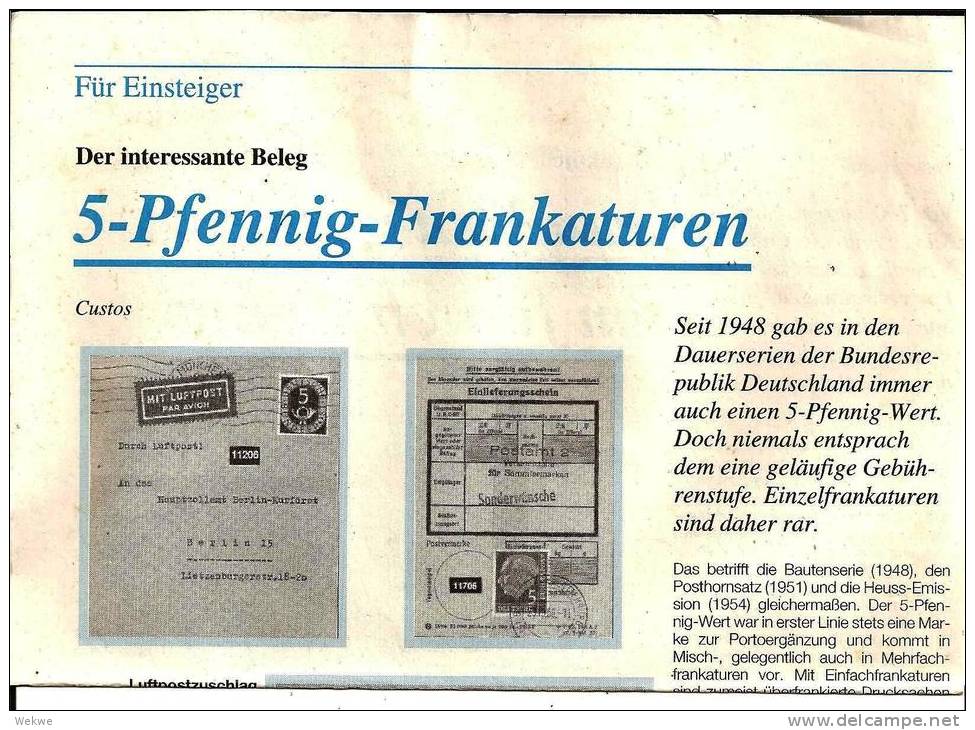 BRD 5 Pfg. EF Posthorn/Heuss - Filatelie En Postgeschiedenis