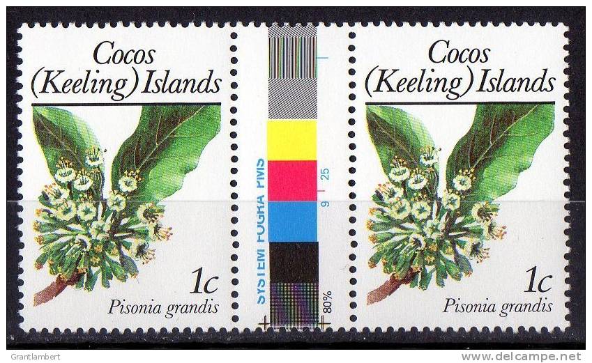 Cocos Islands 1988 Flora 1c Pisonia Grandis Gutter Pair MNH  SG 191 - Kokosinseln (Keeling Islands)