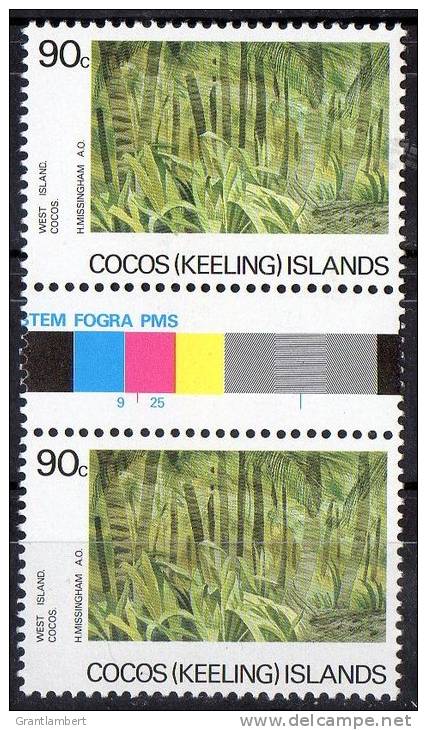 Cocos Islands 1987 Scenes 90c Palm Forest, West Island Gutter Pair MNH  SG 167 - Cocos (Keeling) Islands