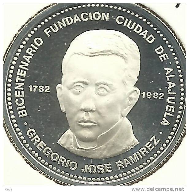 COSTA RICA 300 COLONES MAN FOUNDING OF ALAJUELA FRONT EMBLEM BACK 1981 SILVER PROOF KM223 READ DESCRIPTION CAREFULLY!! - Costa Rica