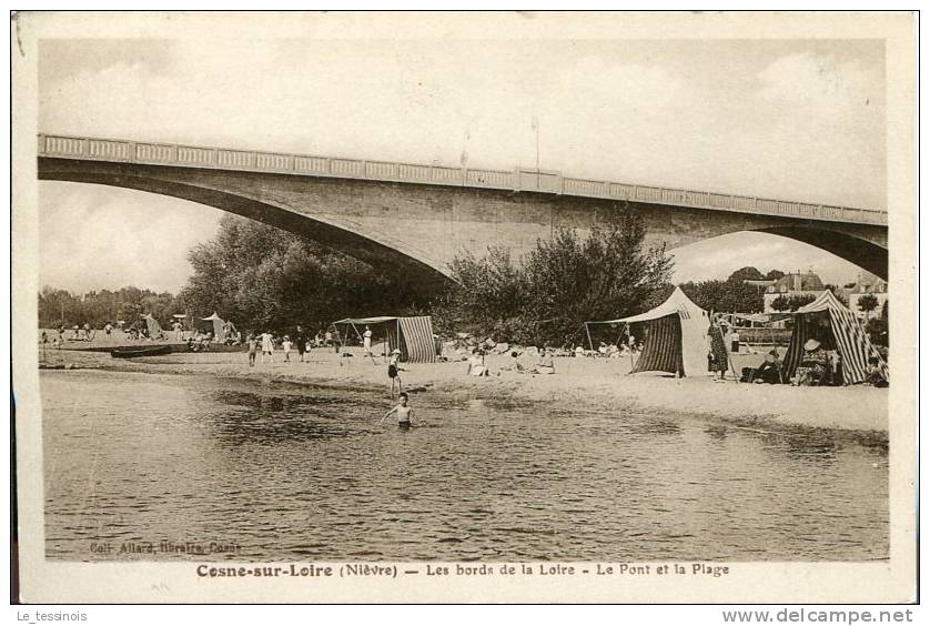 COSNE-sur-LOIRE (58) - Le Pont Et La Plage Au Bord De Loire - Obl. Daguin Pougues Guérit  Foie, Estomac Intestins - Cosne Cours Sur Loire