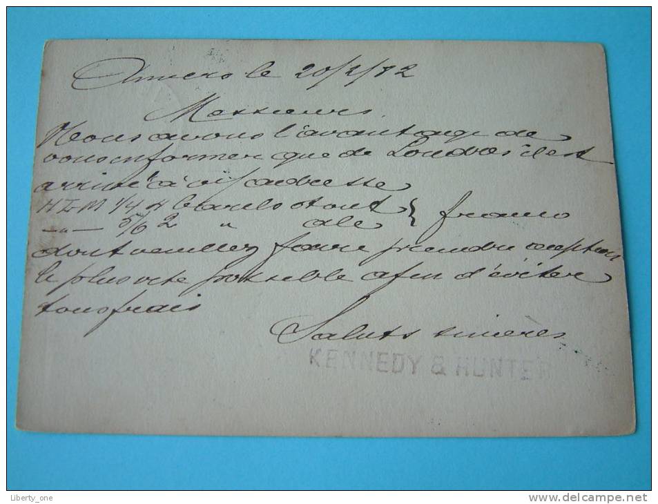 KENNEDY & HUNTER - Briefkaart / Anno 1882 ( +/- 85 X 125 Mm. / Voir Photo Pour Detail) ! - Autres & Non Classés