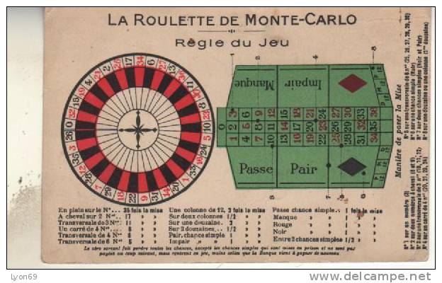 ROULETTE DE MONTE CARLO - Autres & Non Classés