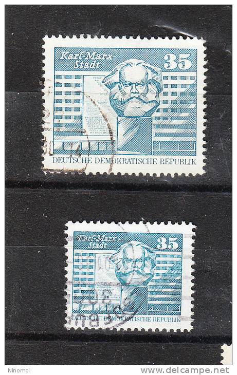 Germania Est   -   1973 + 1980.  Karl Marx.  Large  And Small  Format - Karl Marx