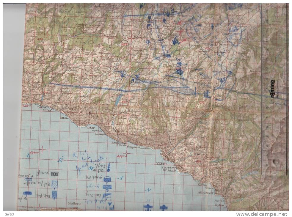 Carte Pour Le Cours De Répétition De Manoeuvres De La 1. Division 1937 - Suisse - Cartes Topographiques