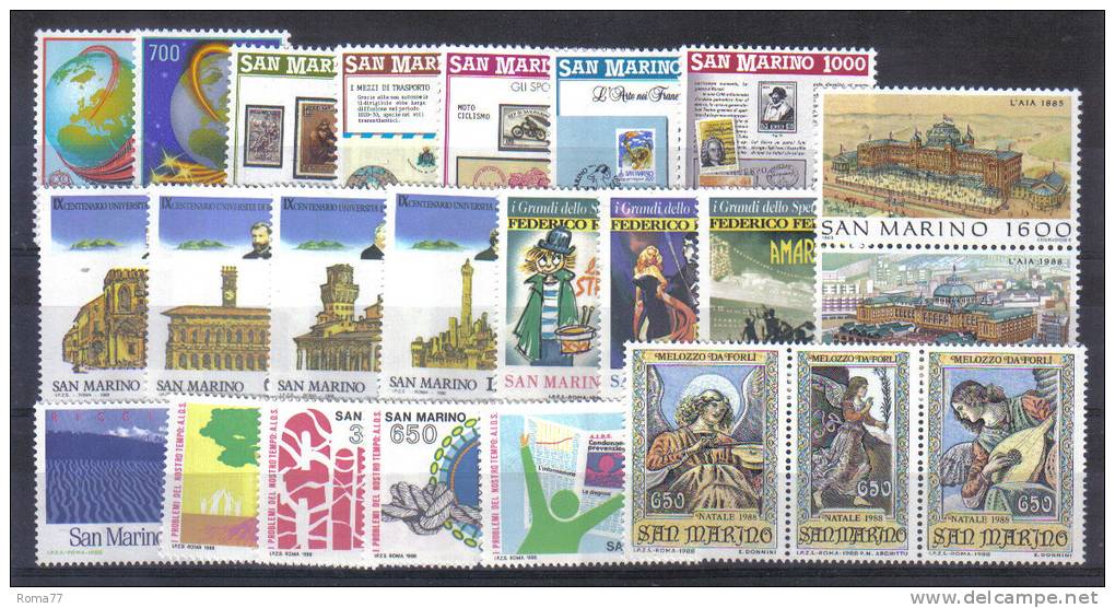 SS6314 - SAN MARINO , Annata Completa 1988  ***  MNH - Komplette Jahrgänge