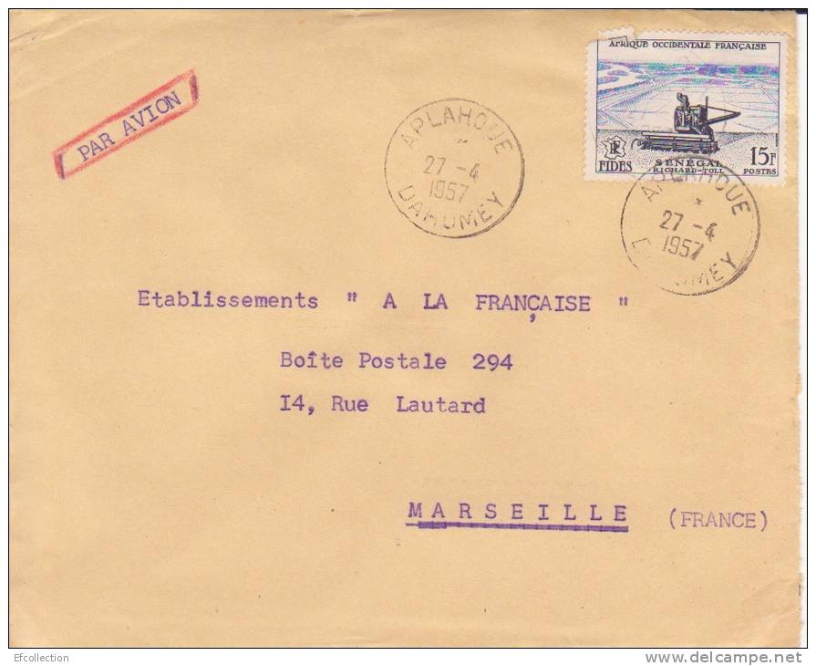 APLAHOUE - DAHOMEY - 1957 - COLONIES FRANCAISES - Afrique - Avion - Lettre - Marcophilie - Brieven En Documenten