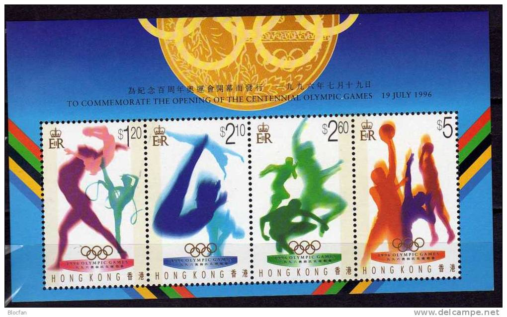 Olympia Atlanta 1996 Hongkong Block 41 ** 5€ Athletik Gymnastik Basketball Wassersprung Bloc Olympic Sheet Of HONG KONG - Unused Stamps