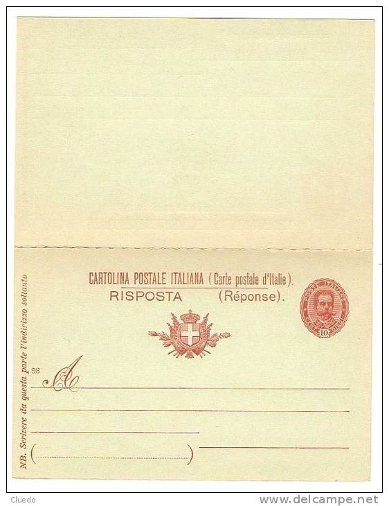 Intero Postale Umberto I (Filag, C27) C.10+10 Rosso/verde Per L'estero - NUOVA - Stamped Stationery