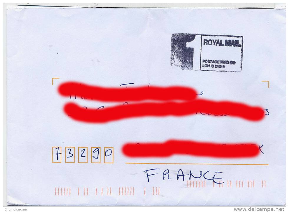 Royal Mail  Postage Paid Handstamp On Cover To France - Service