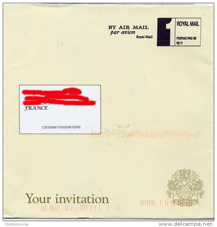 Royal Mail Cancel Postage Paid Edinburgh Cover  To France Port Payé Service Philatélique De Grande Bretagne - Service