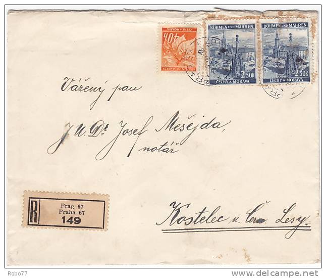 Bohemia & Moravia - Böhmen & Mähren. 1940 Registered Cover (D03091) - Storia Postale