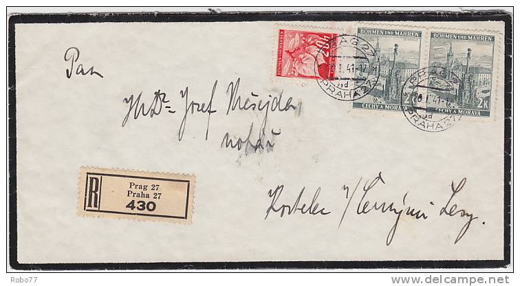 Bohemia & Moravia - Böhmen & Mähren. 1941 Registered Cover (D03123) - Lettres & Documents