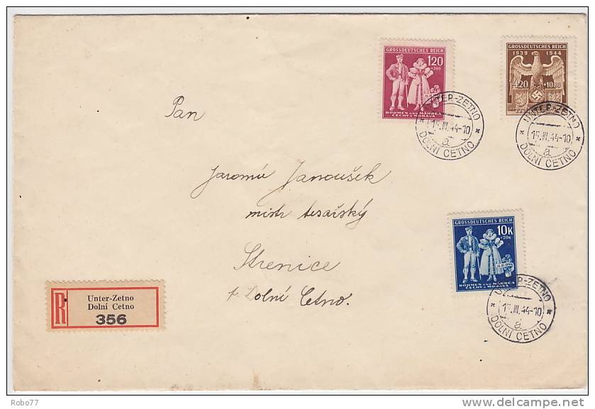 Bohemia & Moravia - Böhmen & Mähren. 1944  Registered Cover. (D03122) - Briefe U. Dokumente