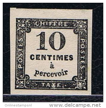 France Taxe Maury 2 IIA, Neuf, 1859, 10 C Noir, Cote € 220 - 1859-1959 Postfris