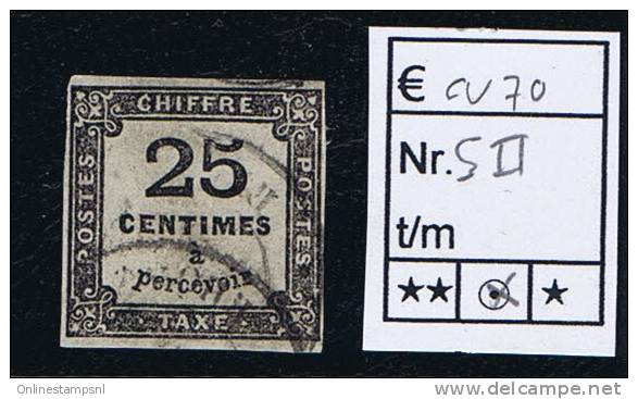 France Taxe Maury  5 II,  Obl., 1859, 25  C Noir, Cote &euro; 70 - 1859-1959 Used