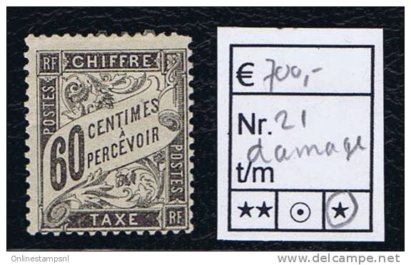 France Taxe Maury 21 ,  Neuf , Damaged - 1859-1959 Postfris