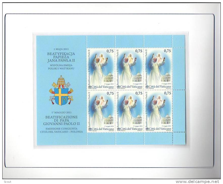 VATICANO – VATICAN CITY - VATICAN - 2011 - BEATIFICAZIONE GIOVANNI PAOLO II - FOLDER - Unused Stamps