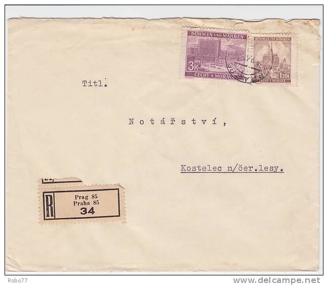 Bohemia & Moravia - Böhmen & Mähren. 1941 Registered Cover. (D03099) - Brieven En Documenten