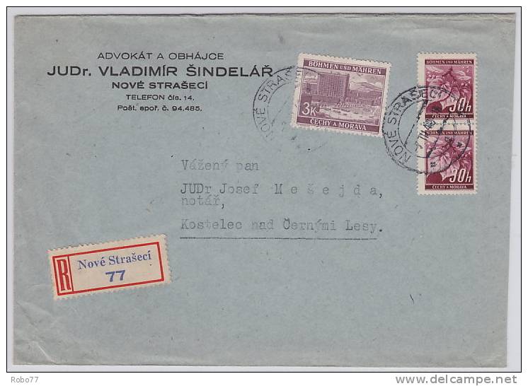 Bohemia & Moravia - Böhmen & Mähren. 1940 Registered Cover. (D03112) - Other & Unclassified