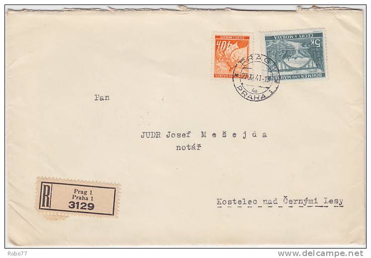 Bohemia & Moravia - Böhmen & Mähren. 1941 Registered Cover. (D03108) - Storia Postale