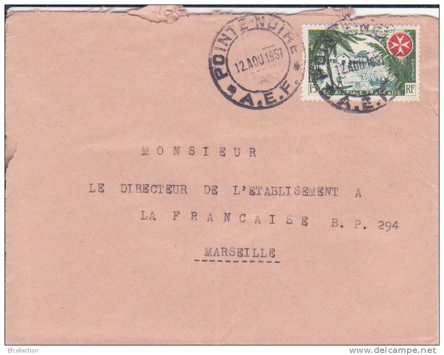 POINTE NOIRE - CONGO - 1957 - COLONIES FRANCAISES - Afrique - Avion - Lettre - Marcophilie - Brieven En Documenten