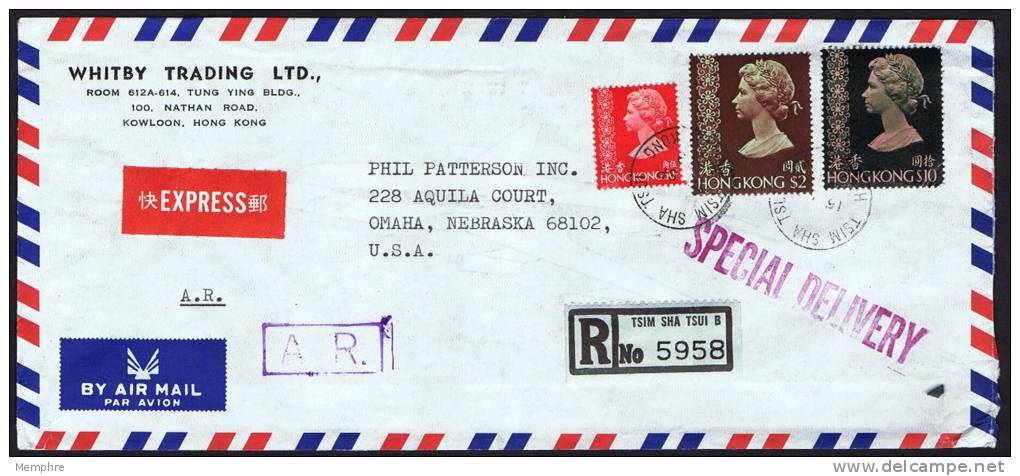 1978  Registered  A.R. &amp; Special Delivery   Air Mail Letter To USA  $10, No Watermark, $2 No Watermark  $0.50 - Covers & Documents