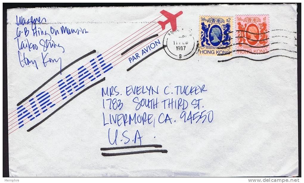 1987 Air Mail Letter To USA   $2,  $1 - Storia Postale