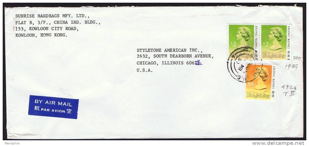 1990     Air Mail Letter To USA   $2.00 (dated 1989) X 2,   $0.50 - Briefe U. Dokumente