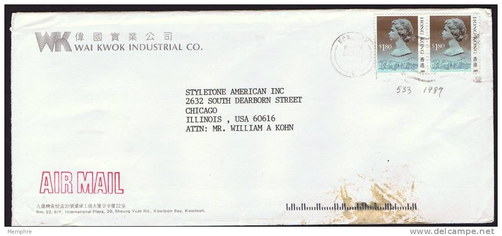 1990     Air Mail Letter To USA   $1.80 X 2  (both Dated 1989) - Briefe U. Dokumente