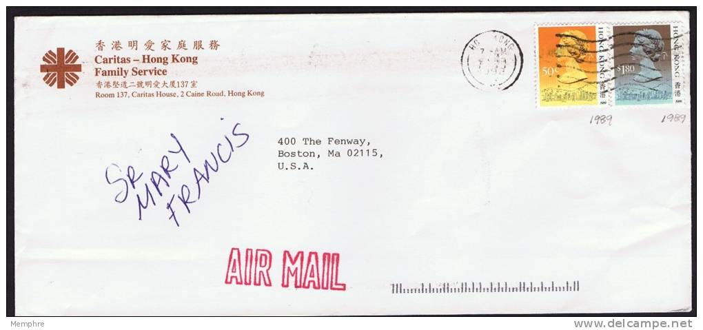 1992     Air Mail Letter To USA   $1.80,  $0.50    (both Dated 1989) - Storia Postale