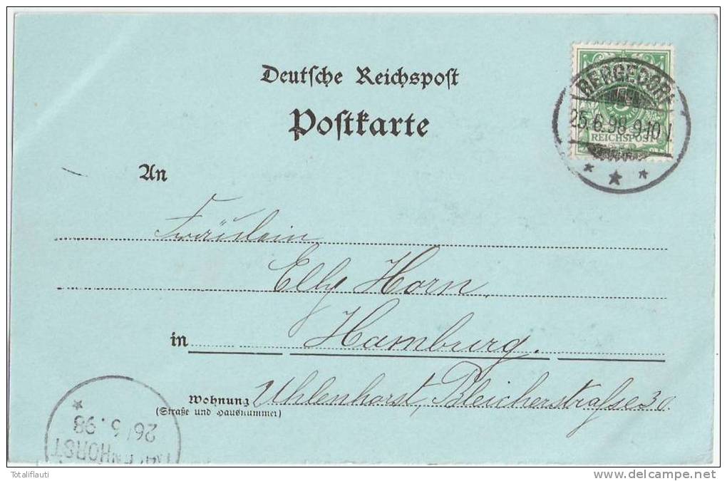Gruss Aus Hamburg Bergedorf Mondscheinkarte Winter Litho 25.6.1898 GelaufenTOP-Erhaltung - Bergedorf