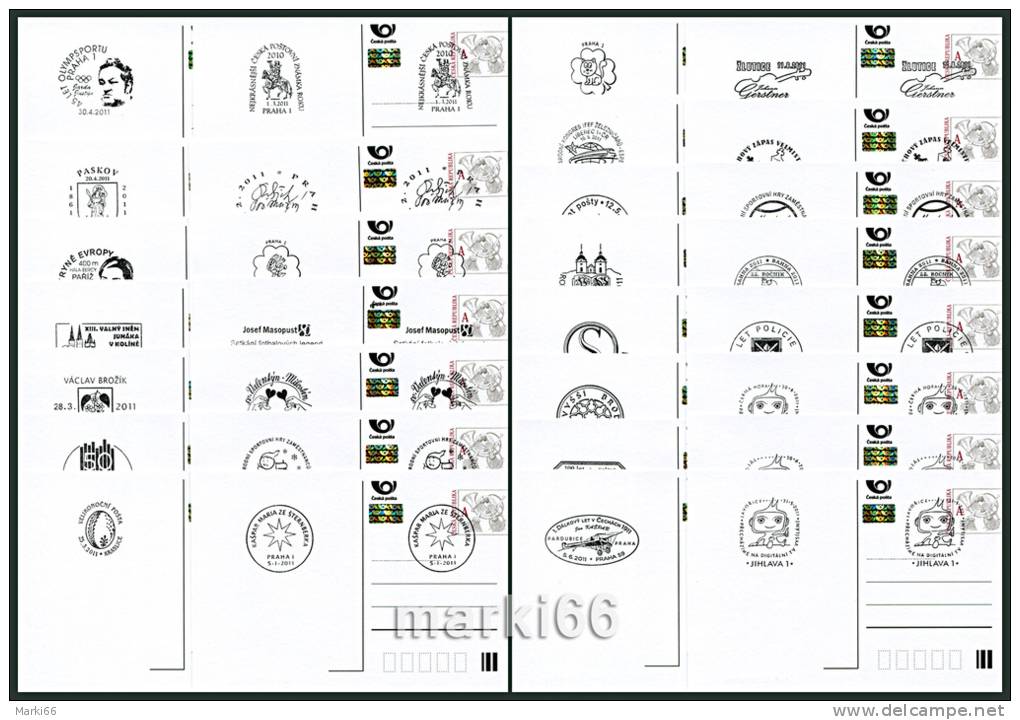 Czech Republic - 2011 - 30 Postcard With All Official Postmarks - Part 1/2011 - Covers & Documents