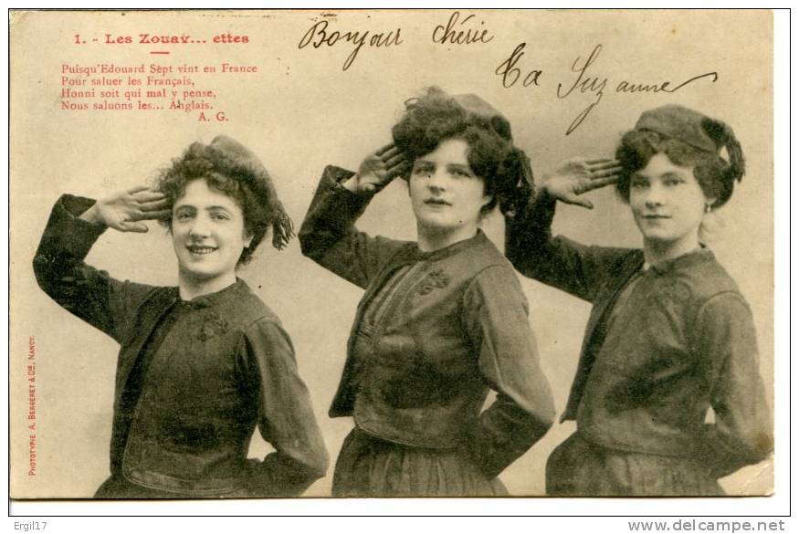 Bergeret - Militaire : N° 1 Les Zouav... Ettes - Dos Simple, Postée En 1903 - Bergeret