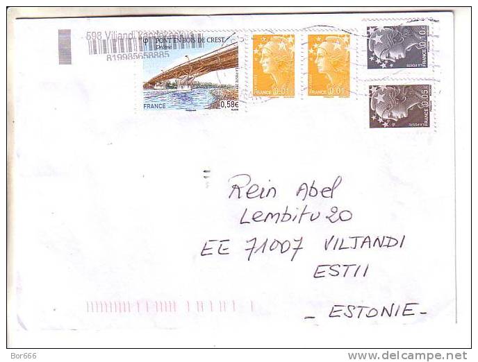 GOOD FRANCE Postal Cover To ESTONIA 2011 - Marianne ; Bridge - Brieven En Documenten