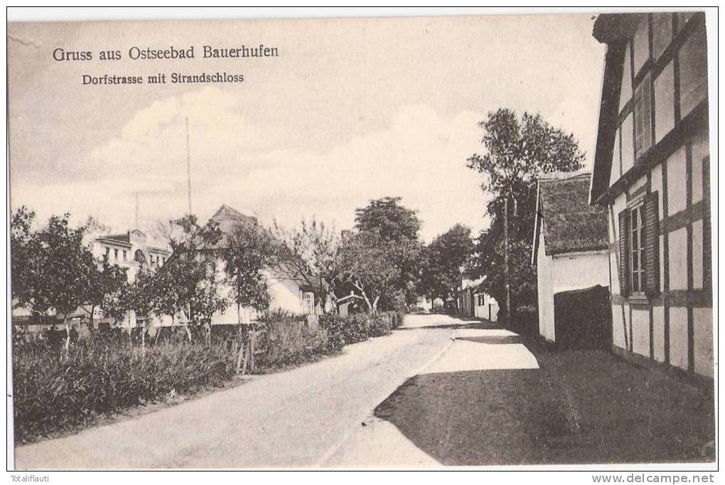 Ostseebad Bauerhufen Dorfstrasse Mit Strandschloss Ch&#322;opy TOP-Erhaltung Ungelaufen Verlag J. Rosenberg & Co Köslin - Pommern