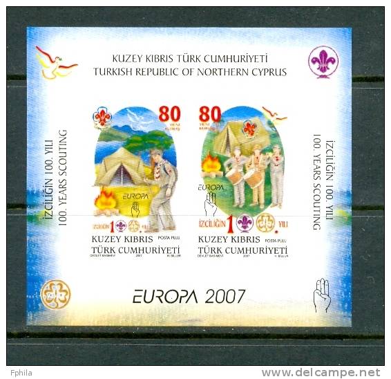 2007 NORTH CYPRUS EUROPA ( CENTENARY OF SCOUTING ) SOUVENIR SHEET MNH ** - Unused Stamps