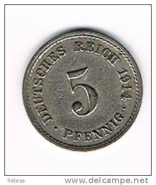 X+ DEUTSCHES REICH  5 PFENNIG 1914 A - 5 Pfennig