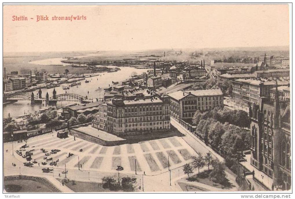 Stettin Panoramablick Oder Stromaufwärts 31.7.1926 Gelaufen Szczecin - Pommern