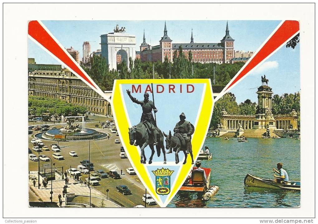 Cp, Espagne, Madrid, Multi-Vues, Voyagée 1970 - Madrid