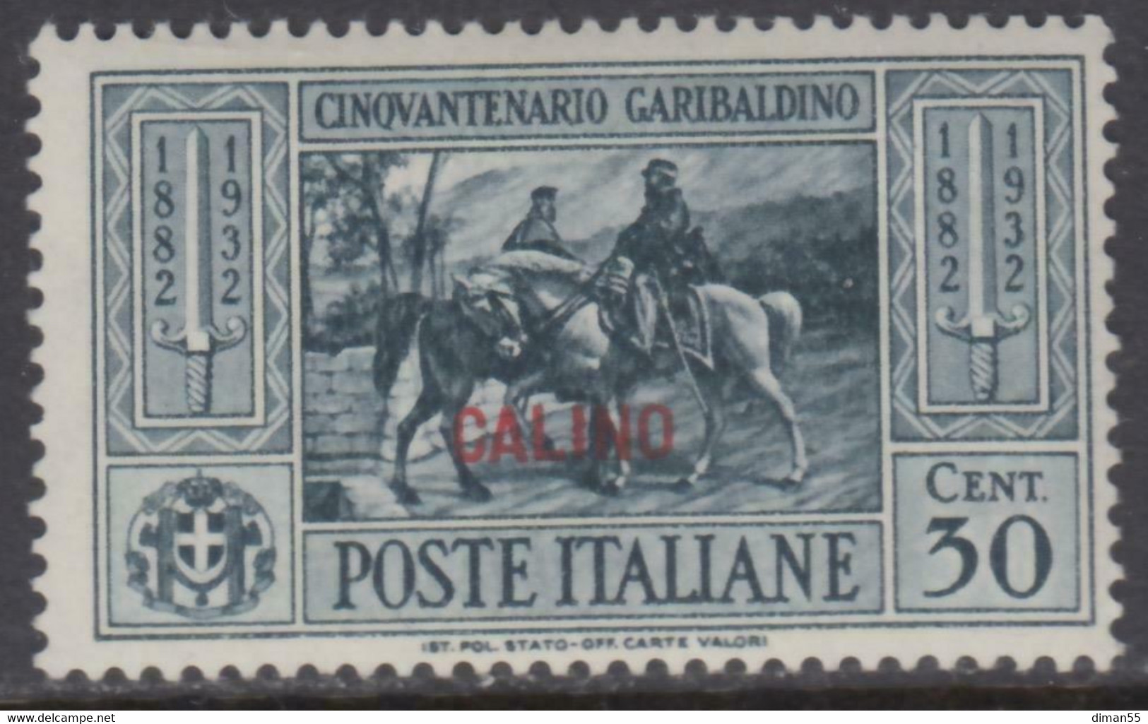 EGEO - CALIMNO - GARIBALDI N. 20 - Cv 70 Euro - GOMMA INTEGRA - MNH** - LUXUS POSTFRISCH - Egeo (Calino)