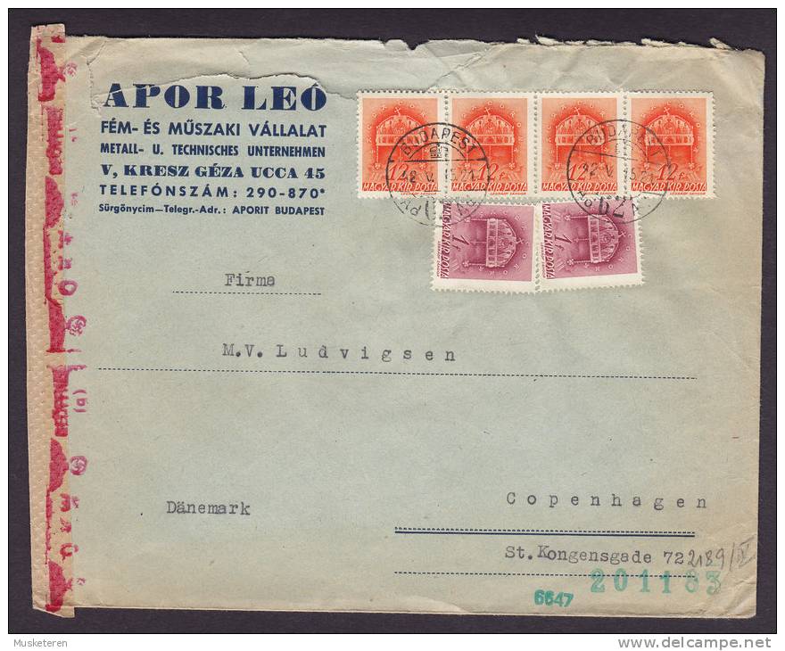 Hungary Mult Franked APOR LEO Budapest Commercial 1945 Cover O.K.W. Oberkommando Wehrmacht Censor Zensur Label - Lettres & Documents