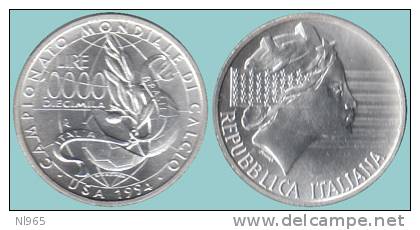 ITALY - REPUBBLICA ITALIANA ANNO 1994 - MONDIALI DI CALCIO USA 94  Lire 10000  In Argento  FDC - Commémoratives