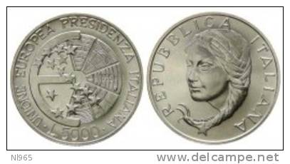 ITALY - REPUBBLICA ITALIANA ANNO 1996 - PRESIDENZA ITALIANA DELL' UE  Lire 5000  In Argento  FDC - Herdenking